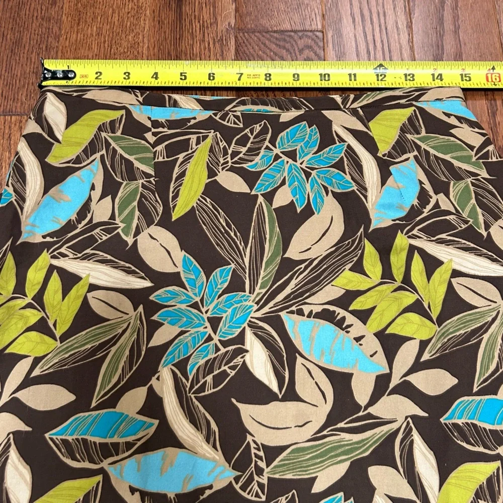 Vintage A-Line Floral Print Skirt - Brown and Blue - Picture 8 of 9